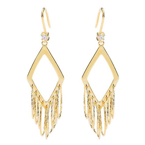 Shiny metal luster fashion jewelry OEM vintage long tassels prismatic earrings for women  